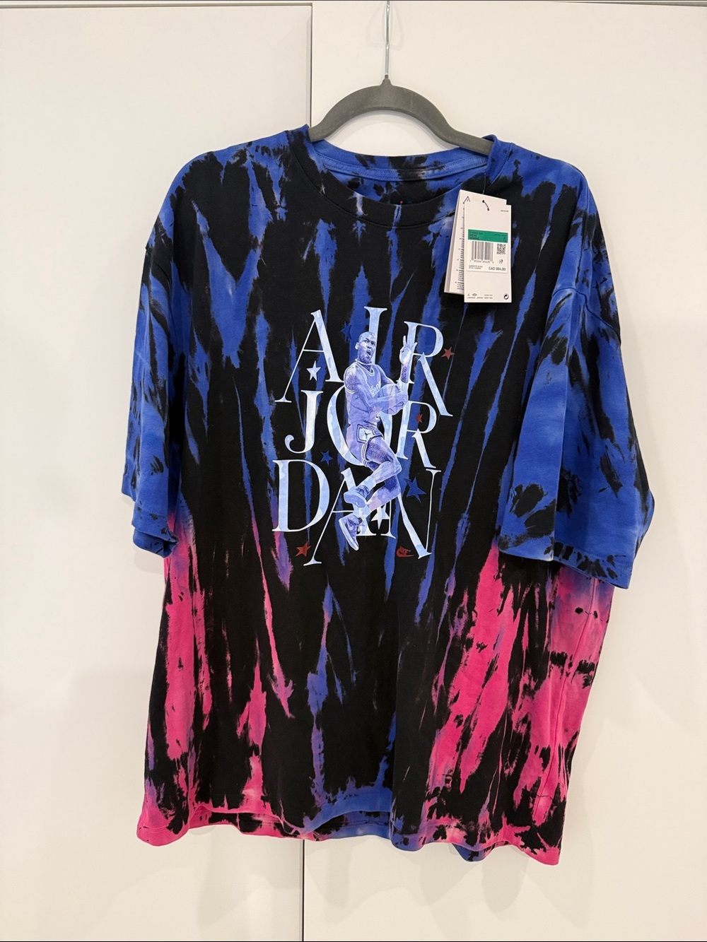 Jordan Short-Sleeve Tie-Dye Tee in Blue, Black & Pink